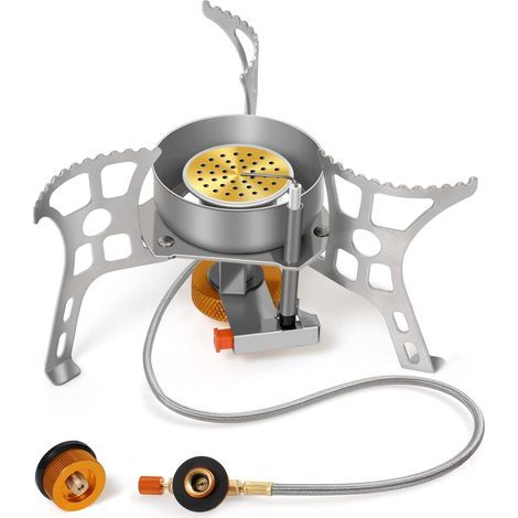 LAN Tragbarer, faltbarer, winddichter Mini-Gaskocher mit 3900 W Leistung, ultraleicht, mit Piezozündung, ideal zum Wandern, für Outdoor-Aktivitäten, Grillen und Trekking. (1/5)