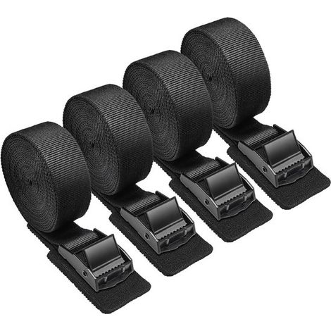 4 correas de sujeción，capacidad de carga 250 kg，correas de amarre de 2,5 m，correas de fijación con hebilla de acero inoxidable (1/2)