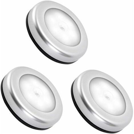 Veilleuse avec Détecteur de Mouvement Intérieur - Lampe LED à Pile pour Escaliers, Placards, Couloirs, Chambres d'Enfants - Auto ON / OFF - Adhésif 3M Inclus (Lot de 3, Lumière Blanche Froide) (1/4)