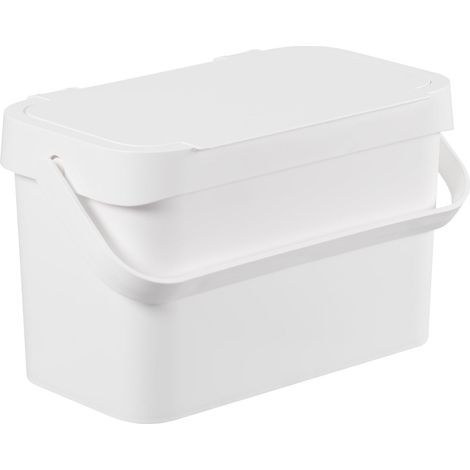 SMARTSTORE POUBELLE À DÉCHETS ALIMENTAIRES 5 L BLANC RECYCLAGE ET COMPOST DE CUISINE POUBELLE AVEC POIGNÉES PLASTIQUE RE