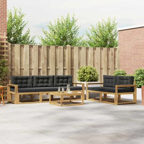vidaXL Outdoor-Sofagarnitur mit Kissen 6 pcs Weiß und Anthrazit (1/5)