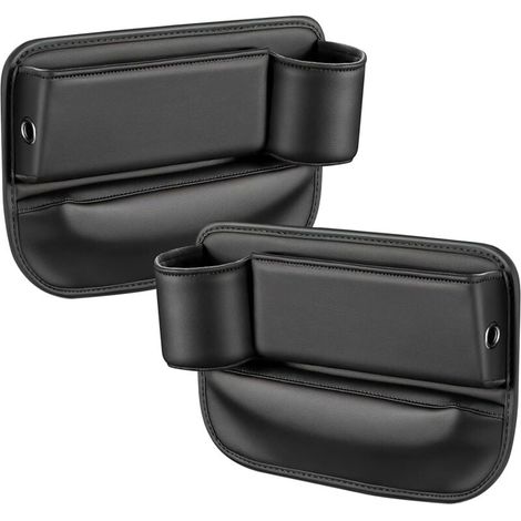 Autositz-Spalt-Organizer, 2-teilige Aufbewahrungsbox aus PU-Leder, für Handys, Schlüssel, Karten, Brillen, Geldbörsen und Becher (1/4)