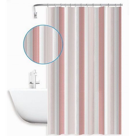 Trade Shop - Tenda Doccia Antimuffa Impermeabile 240x200 Cm Con Anelli Bagno 59814 Righe Rosa - (1/2)