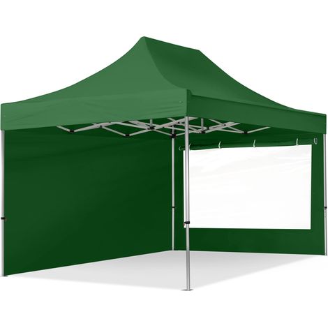 3x4,5 m Faltpavillon PROFESSIONAL Alu 40mm, Seitenteile mit Panoramafenstern, dunkelgrün
