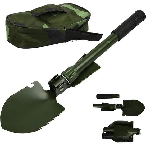 Pelle pliante, pelle pliante multifonctionnelle, pelle pliante à neige, pelle multifonctionnelle, pelle pliable, pour creuser/peller/raboter/scier bois pelle pliante 1 pièce vert (1/3)