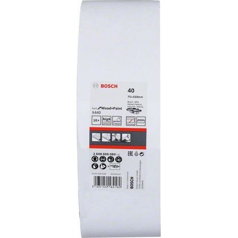 2608606080 - Set di nastri abrasivi da 10 pz. X440 75 x 533 mm, P40, BEST for LEGNO+VERNICE