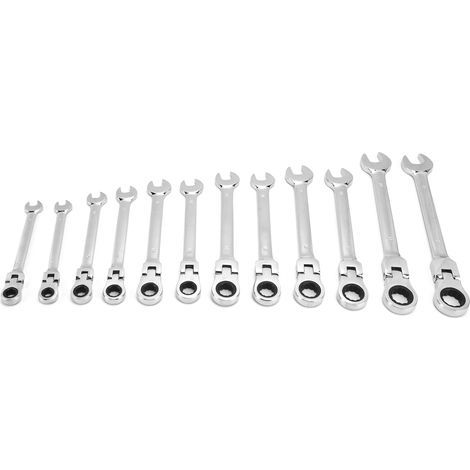 Ejoyous Jeu de Clés à Cliquet, 12 Pièces 8-19 Mm, Jeu de Clés Mixtes, clé à Tête Flexible Métrique, clé Mixte à Anneau D'engrenage avec Tête de Pliage Rotative à 180° (chef d'activité) (1/5)