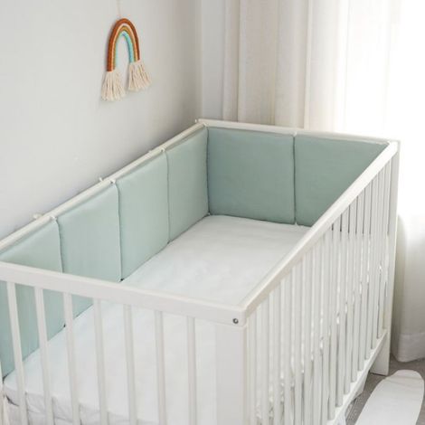 Tour De Lit Anti-collision - Satin Vert Foncé - 30x30x6 Cm - Pour Lit Bébé - Lavable En Machine - 1 Pièce