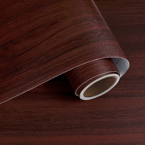 Papier Peint Imitation Bois Brun Rougeâtre 40cmx200cm Papier Adhesif pour Meuble Bois Revetement Plan de Travail Cuisine Stickers Porte Placard Table à Manger Armoire Salon Escaliers (1/5)