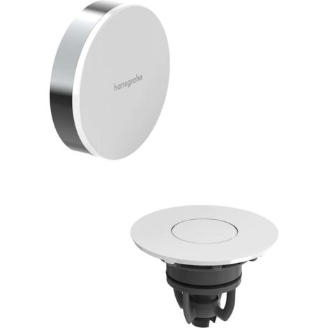 Hansgrohe Flexaplus - Juego superior para conjunto de desagüe y rebosadero de bañera con llenado, Push-Open, cromo/blanco alto brillo 58187000