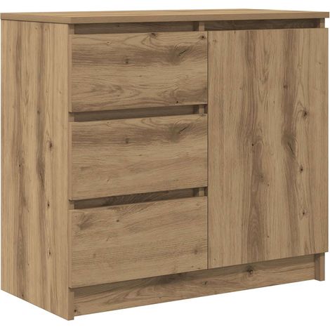 Maison La Vie - Buffet Salon Moderne - Meuble de rangement - avec tiroir chêne artisanal 71x35x65 cm bois ingénierie bu2205