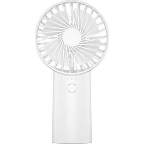 Powerful 3-speed portable fan with flashlight, USB rechargeable, ideal for travel, outdoor use and office (white)