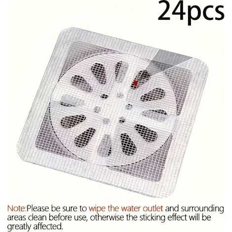 Lot de 24 grilles d'évacuation autocollantes pour éviers, douches et siphons de sol (1/5)