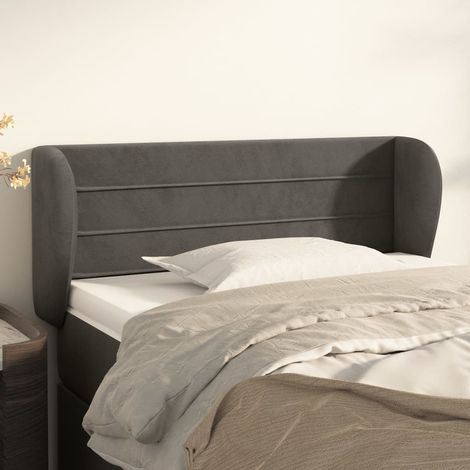 vidaXL Tête de lit avec oreilles Gris foncé 93x23x78/88 cm Velours (1/5)