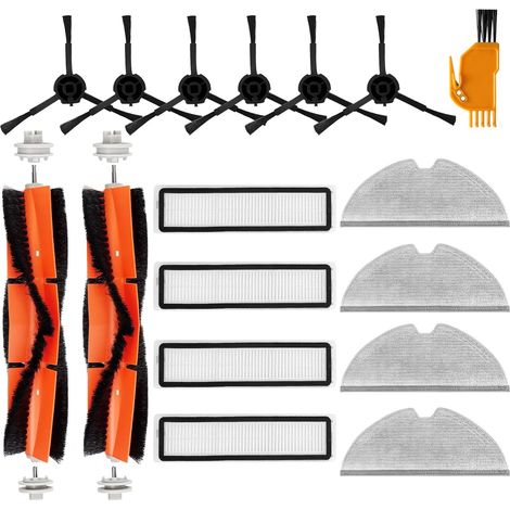17-teiliges Ersatzteilset kompatibel mit dem Dreame D9, D9 Max und L10 Pro Saugroboter Find Finder, inklusive 2 Hauptbürsten, 6 Seitenbürsten, 4 Filtern, 4 Reinigungstüchern und 1 Bürste. (1/5)