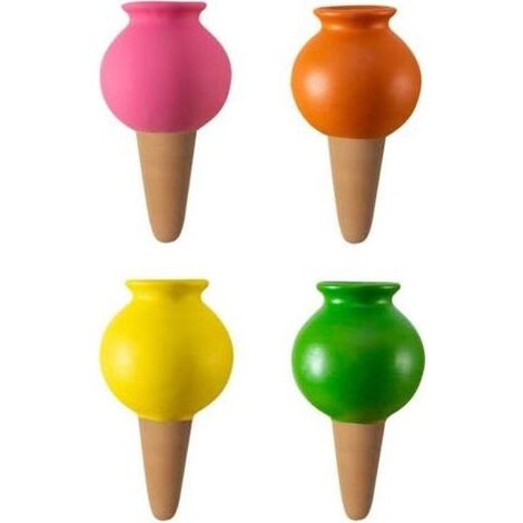 Pack de 4 Pointes Auto-arrosantes en Terre Cuite, Pieux D'arrosage des Plantes, Pieux D'autoarrosage Décoratifs de 430ml, Goutte-Gouttes Automatiques pour Plantes en Pot D'intérieur(2) (1/4)