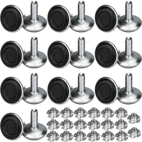 Set mit 20 verstellbaren Metallmöbelfüßen M8 x 20 mm, Tischnivellierfüße mit Senkmuttern (1/3)