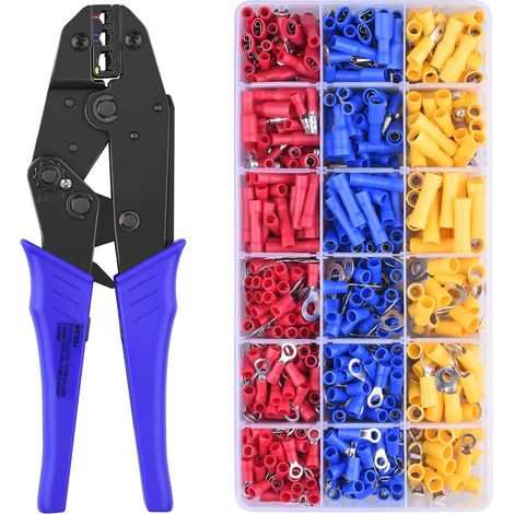 Pince à sertir avec 700 pièces, loquet pour cosses pré-isolées, gaine thermorétractable