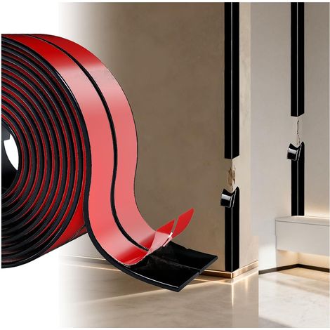 Cornière PVC, Moulure Murale Adhésive, Baguette d‘Angle, Protection Angle Mur, Plinthe Souple Moulure, Finition de Bords pour Murs, Portes, Fenêtres et Plinthes (Noir 4 m x 3 cm) (1/5)
