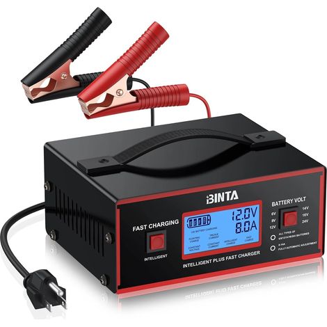 Chargeur Batterie Voiture Moto 6-24V 10A, Chargeur Intelligent Automatique pour Batteries Plomb-Acide AGM Gel STD, Maintien de Charge, Protection Inversion Polarité (1/5)