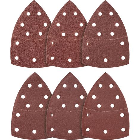 QAZQA Lot de 100 triangles abrasifs - 11 trous - 105 x 152 mm - Grain 240 - Pour ponceuse multifonction - Feuilles abrasives triangulaires - Papier abrasif (1/5)