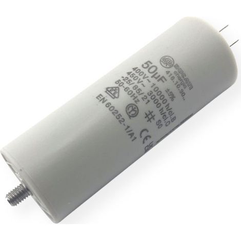 Ducati Energia – Condensateur permanent 50µF cosses Faston – Ø45x117mm – Pour moteurs électriques 220V et pompes – Homologué VDE EN60252-1 (1/3)