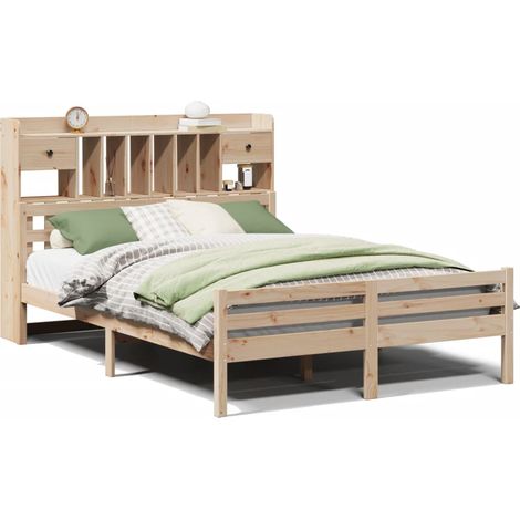 Maison Exclusive - Massivholzbett mit Regal ohne Matratze 140x200