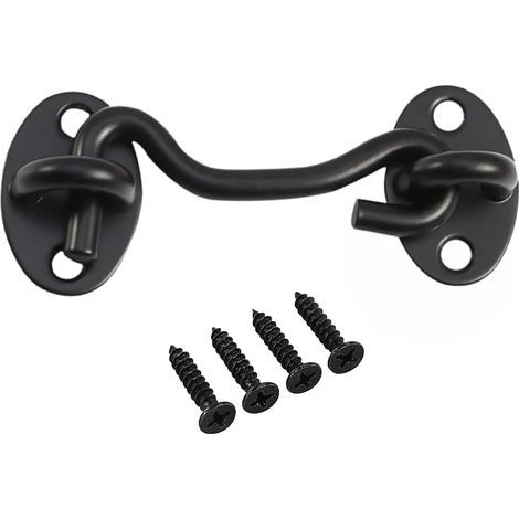 Crochet de porte et fenêtre en acier inoxydable 3 pouces noir adapté pour serrure de porte de grange, volet de fenêtre, 1 pièce (1/5)