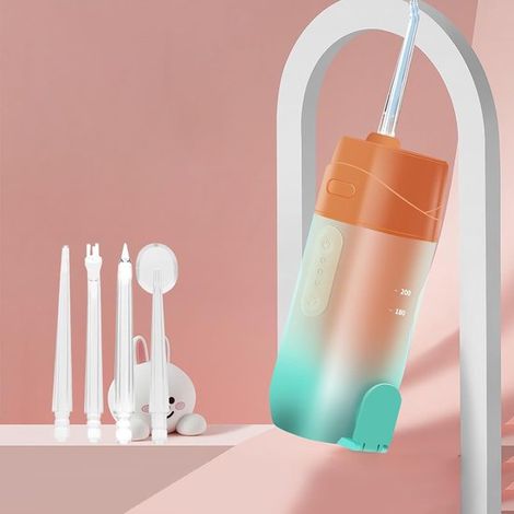 Irrigador bucal eléctrico - Cuidado bucal diario - Cinco modos de limpieza - Depósito de agua de 240 ml - Naranja (1/5)