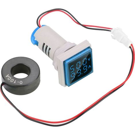 Indicateur de courant/tension alternatif à affichage numérique LED 22 mm 0-100 A (bleu) (1/4)