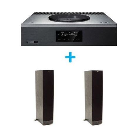 Amplificatore Hi-Fi Technics SA-C600EG-S Argento + una coppia di diffusori a colonna Klipsch Series RF-82 MKII Nero