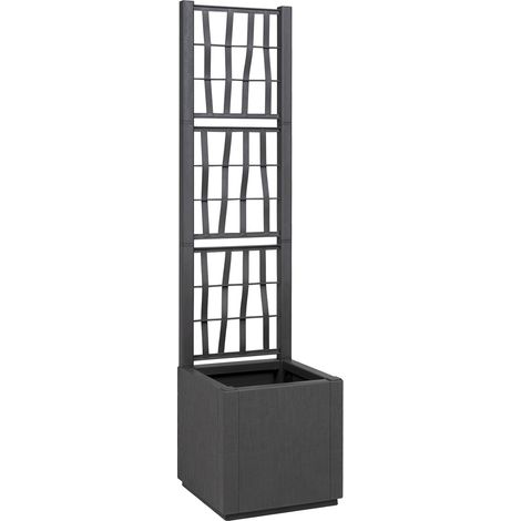 vidaXL Garden Planter with Trellis Dark Grey 36 x 36 x 140 cm PP