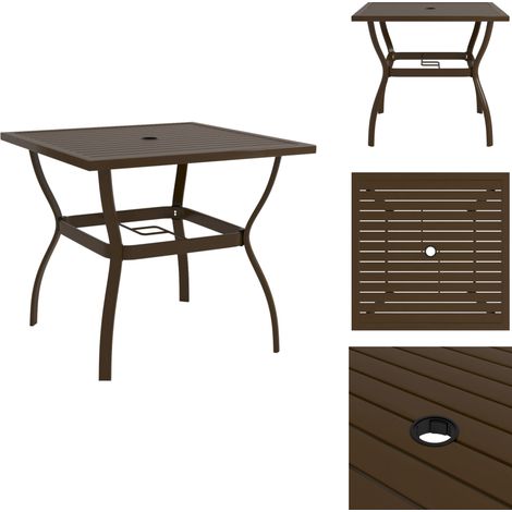 Table de jardin Marron 81,5x81,5x72 cm Acier - Table De Jardin - Table Extérieure - Table Industrielle - Table En Métal - Table Marron (1/5)