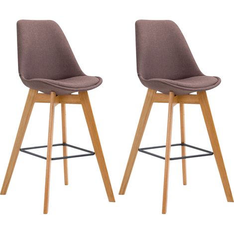 Set De 2 Taburetes De Bar Metz Tapizados En Tela Marrón Natural (1/4)