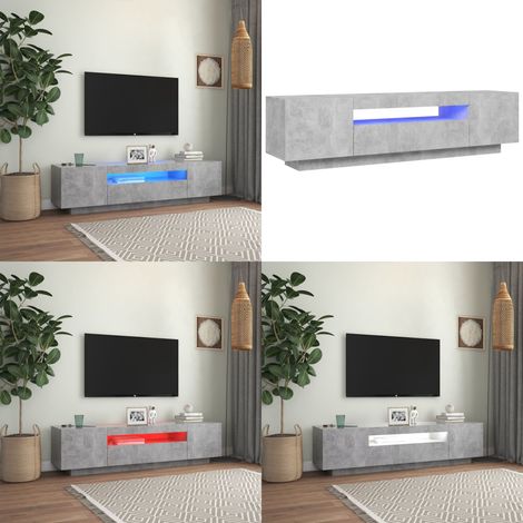 Meuble TV avec lumières LED gris béton 160x35x40 cm - Meuble Tv - Meuble Téléviseur - Armoire Tv - Support Tv - Télévision - Home & Living (1/5)