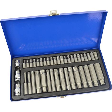 Juego de puntas MEDIDAS GRANDES combinadas hexagonales, ribe, torx, spline, xzn, 41 piezas (1/2)