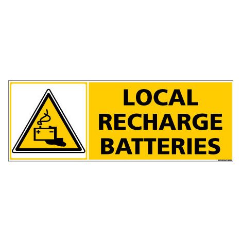 Panneau de Signalisation LOCAL RECHARGE BATTERIES (C1185) - Aluminium 2 mm - 980 x 350 mm