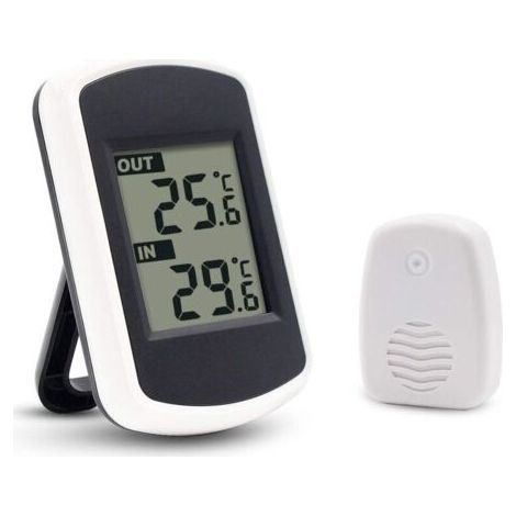 FENOPLASTICALCD Digital Thermomètre sans fil pour intérieur ou extérieur， mini capteur de température ambiante, petit précise testeur de météo dans la maison chambre et bureau, blanc (1/5)