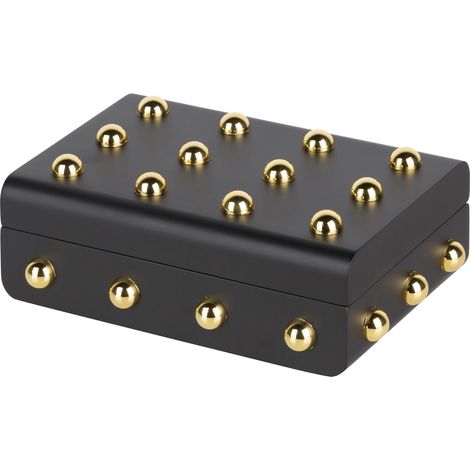 Boîte en métal MDF et zinc noir doré 26 x 17 x 10 cm