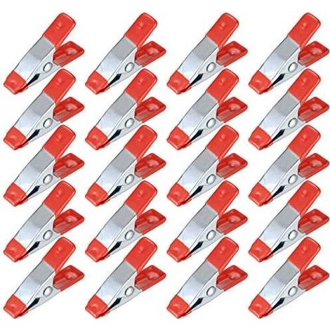 20 Pièces Pinces à Ressort Métal, Modélisme Pince à épiler, Metal Spring Clamps, Pinces à Linge Grip Holder pour Bâche, Camping, Tarpaulin, Travail Bois, Outil de Modélisation - 2 Pouces (1/5)