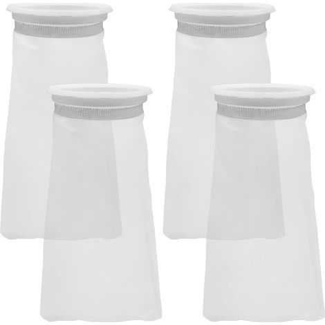 Lot de 4 sacs filtrants pour aquarium de 10,2 cm, chaussettes filtrantes en maille de nylon, filtration en feutre de 100 microns, anneau de 10,2 cm par 25,4 cm de long (1/5)