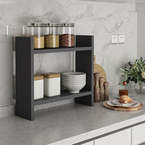 Morphasso Regal, 2 Böden, Farbverlauf Rahmen Anthrazit, 34x10x30h cm Schwarz Anthrazit (1/5)