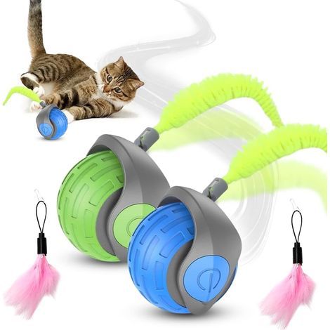 Juguetes recargables para gatos Chase Master Pro (paquete de 2) - Pelotas rodantes - Juguete interactivo y suave - Juguete eléctrico para gatos (1/5)