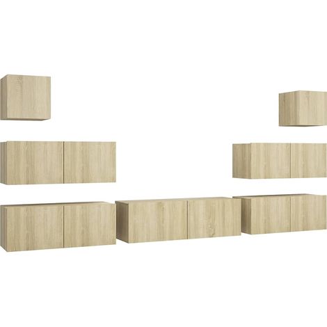 Maison Exclusive - 7-tlg. TV-Schrank-Set Sonoma-Eiche Holzwerksto (1/5)