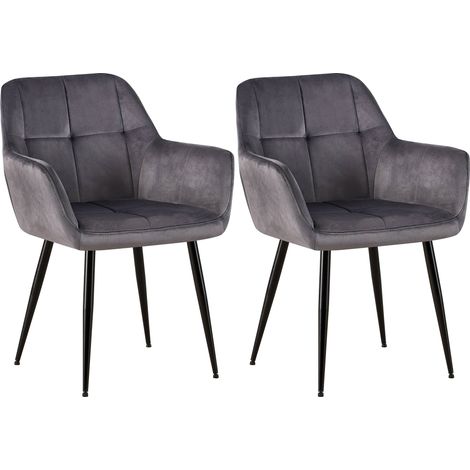 2er Set Esszimmerstuhl Emia Samt grau