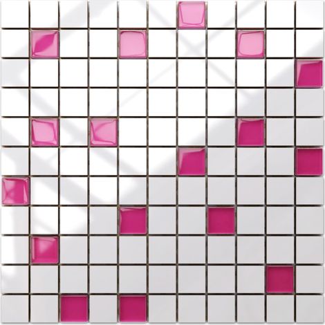 Ilcom mosaico in ceramica con inserti in vetro per bagno o cucina 30cm x 30cm - White peony (1/4)