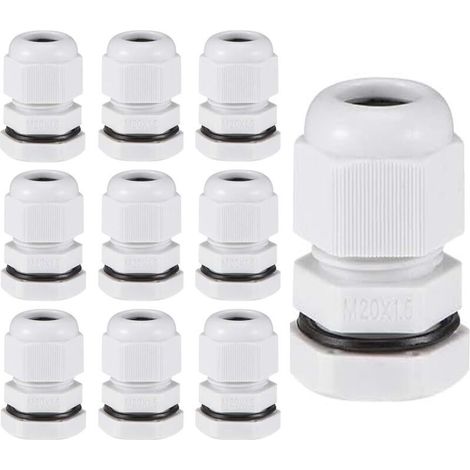 10 Pieces M20 Cable Glands, 612 mm Adjustable, IP68 Waterproof, Plastic Metric Cable Entry for Outdoor Garden Junction Box, Grey (1/4)