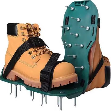 Aérateur de pelouse – sabots d'aération avec pointes en acier de 4,2 cm – sangles réglables (1/5)