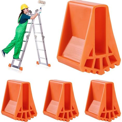 BRAVIX Couvre Pieds D'échelle 4 Pièces, Pieds D'échelle Antidérapants , Pieds D'échelle de Rechange, Échelle Pieds Couvre pour Échelles Télescopiques Échelles, Grand(Orange) (1/4)
