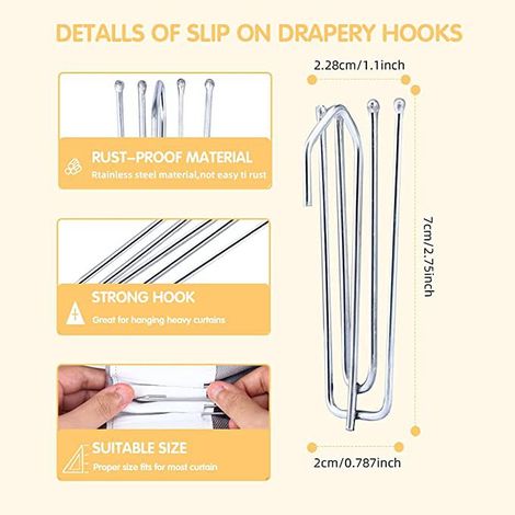 Retail curtain accessories: stainless steel fabric hooks, four-pronged curtain hooks (15 pieces) (1/5)